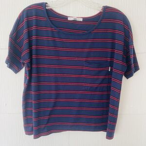 Vans 90s‎ Crop Top Tee Womens S Blue Red Striped Retro Skater T- Shirt Grunge